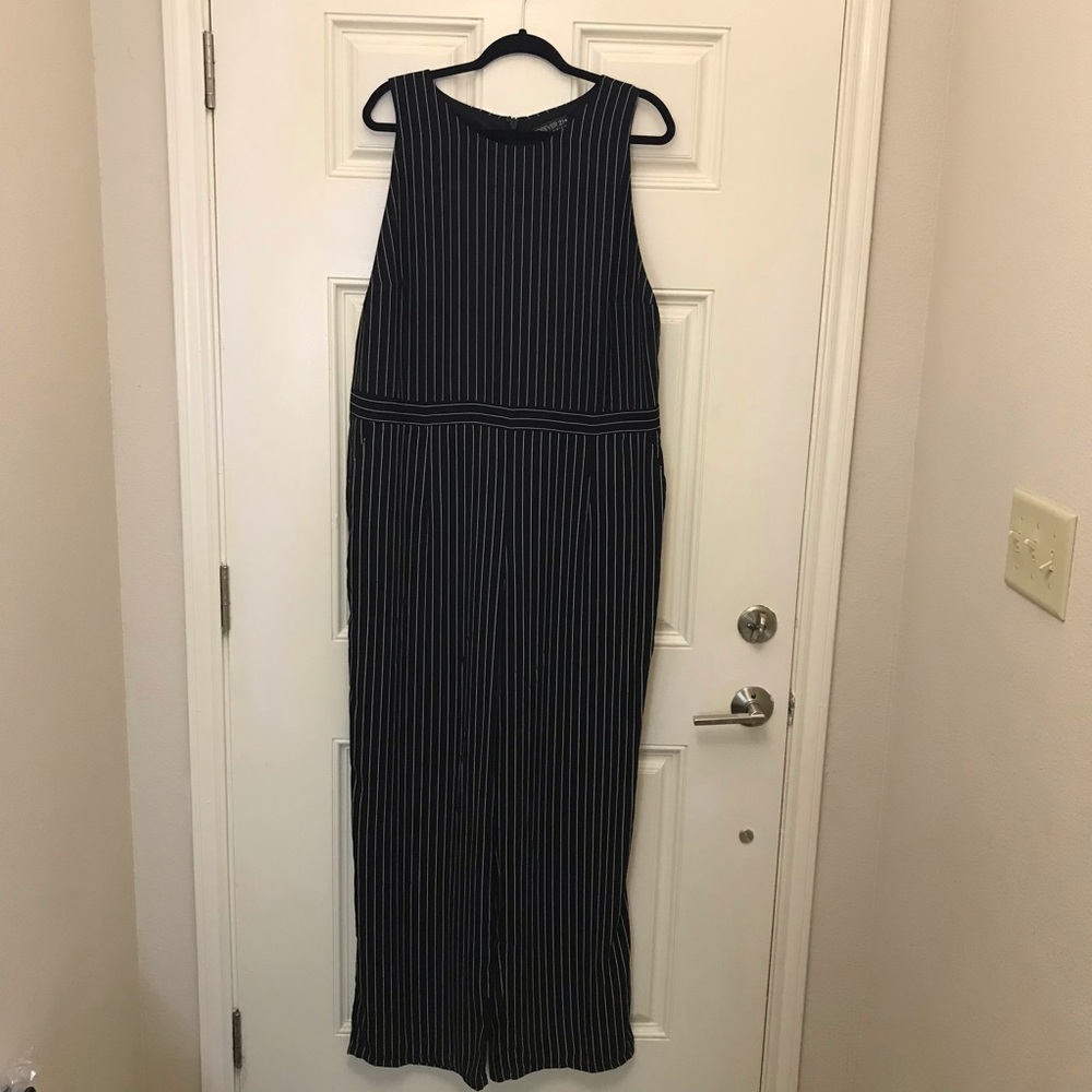 Forever21 Black and White Pin Striped Jumpsuit